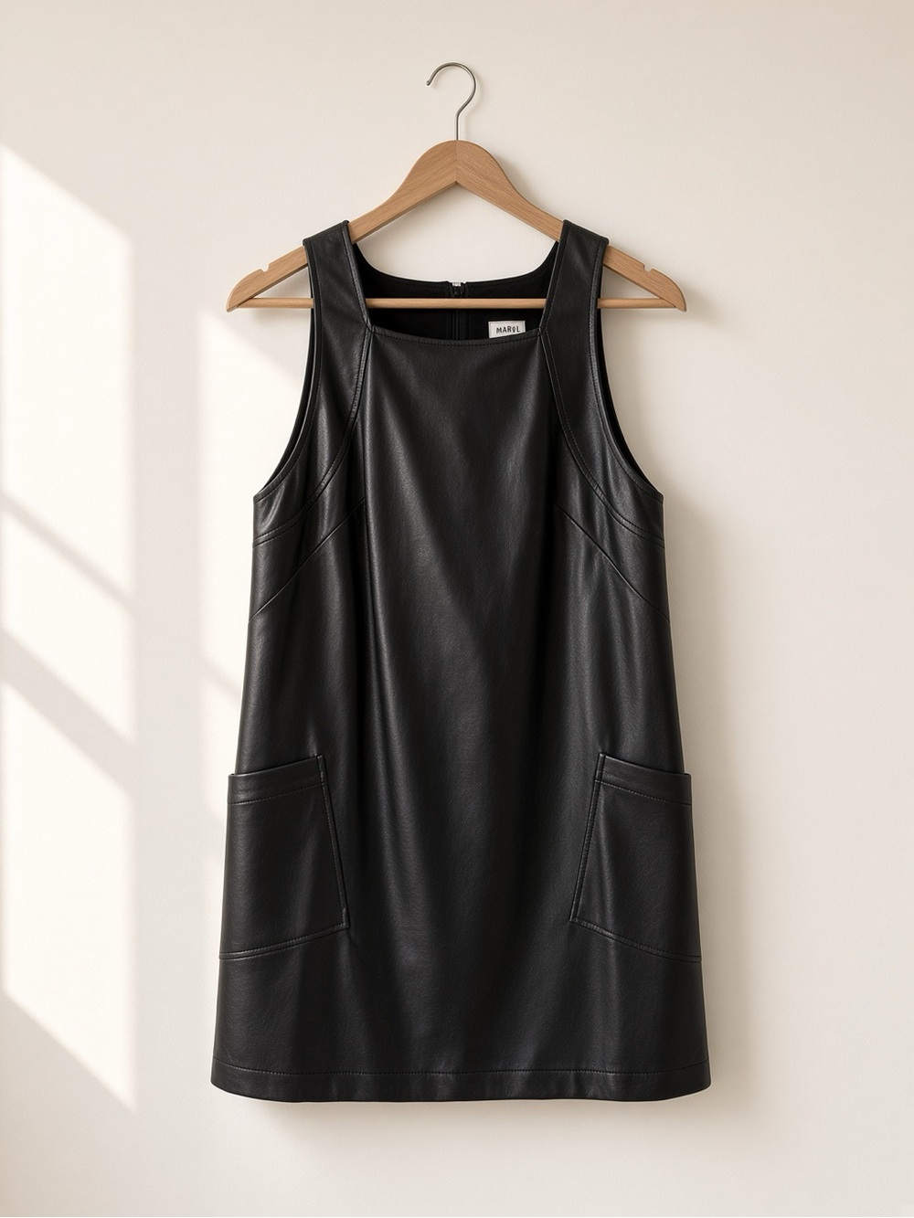 Anthropologie Maeve Black Faux Leather Dress Size S